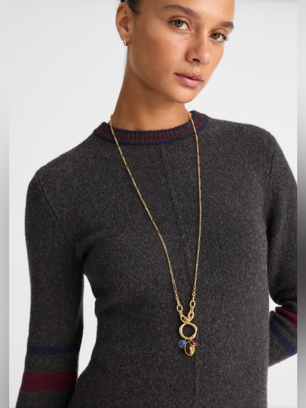 NWT MADEWELL Semiprecious Graduated Chain Charm Necklace